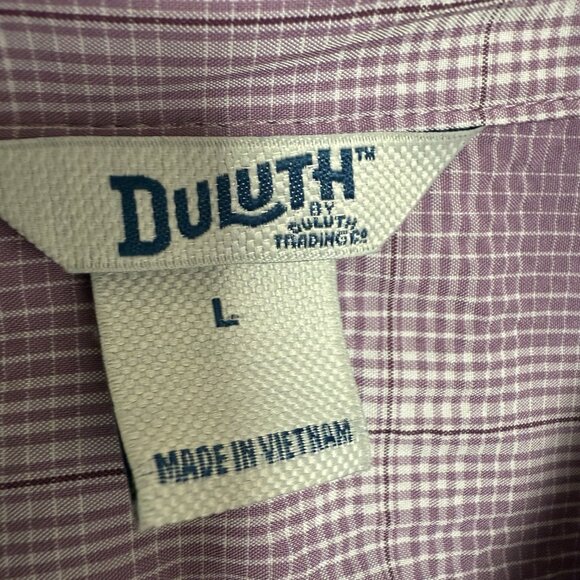 Duluth Trading Co Shirt Womens L Button Up Purple Plaid Chest Pockets Outdoors - Picture 4 of 9